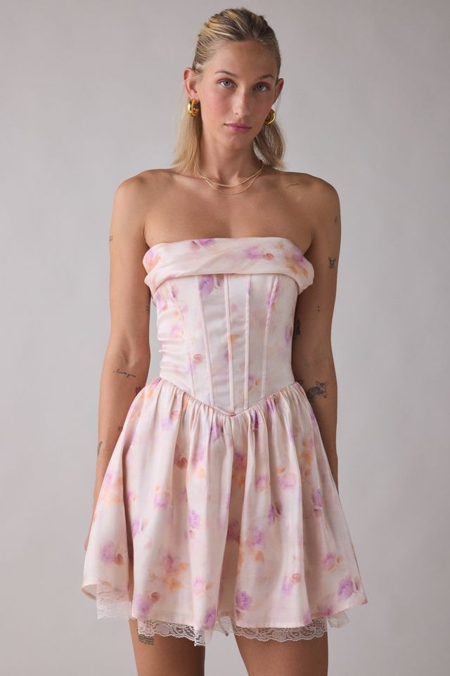 Lulus Terry Floral Strapless Corset Mini Dress #1