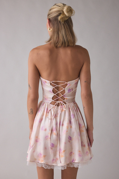 Lulus Terry Floral Strapless Corset Mini Dress