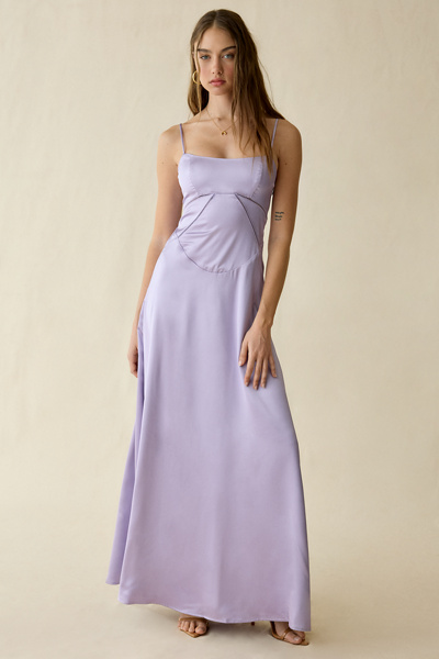 Lulus Noelle Satin Tie-Back Corset Maxi Dress | Urban Outfitters