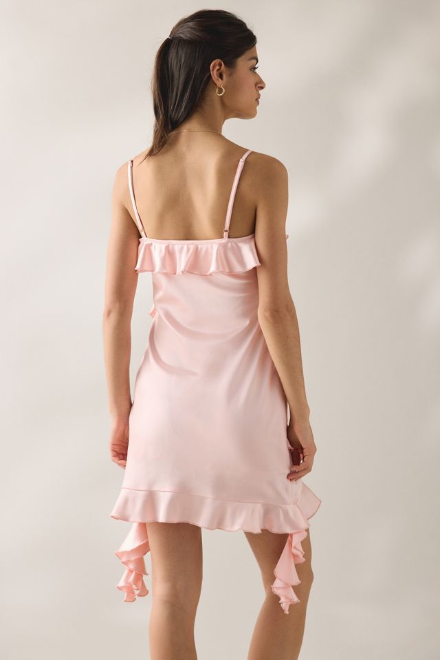 Lulus Wendy Waterfall Asymmetric Ruffle Satin Mini Dress | Urban
