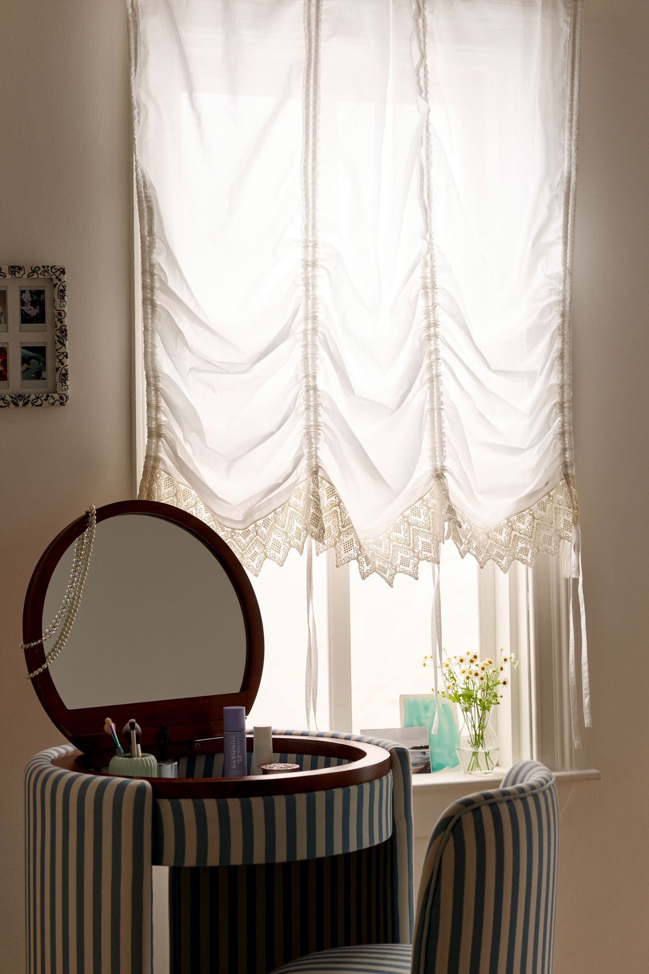 Wispy Crochet Trim Balloon Window Valance - Cream, ONE SIZE