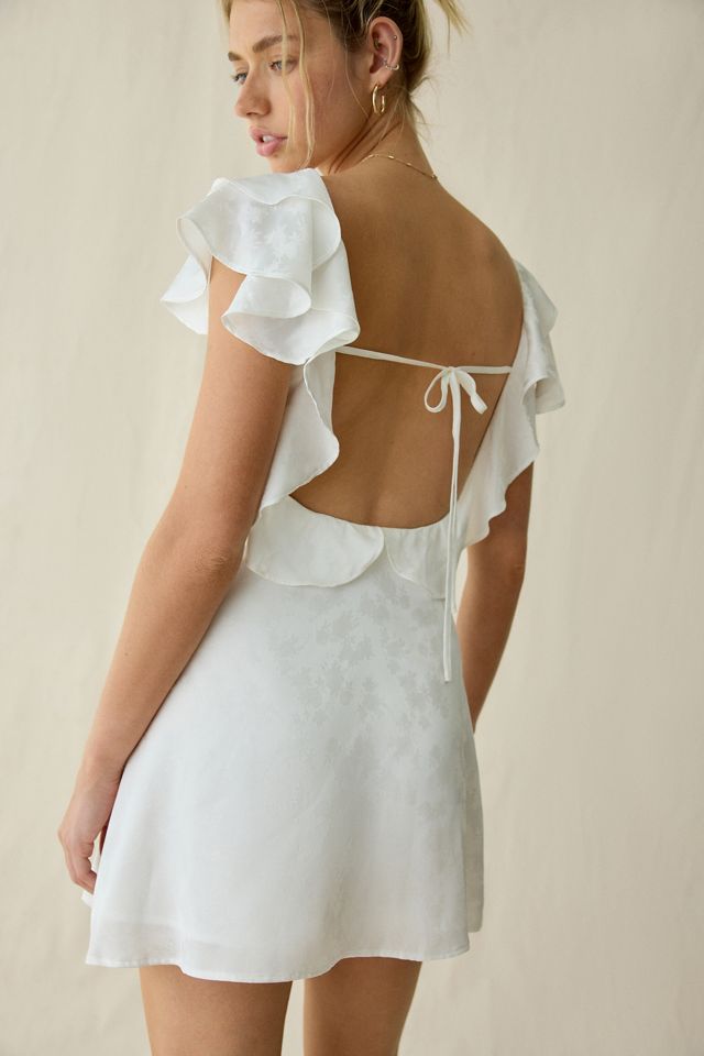 Lulus Sinclair Satin Jacquard Flutter Sleeve Mini Dress #2