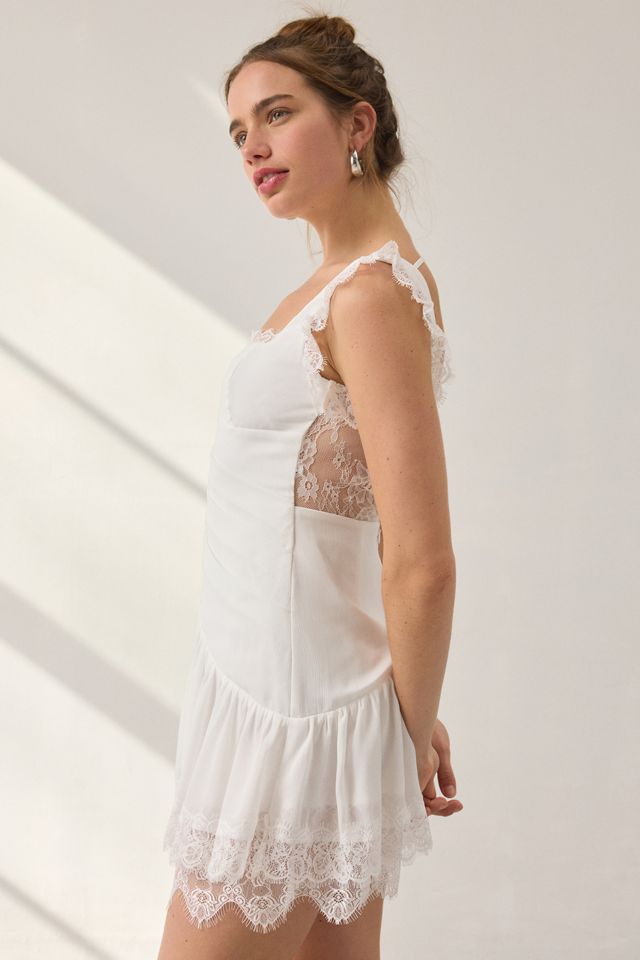 Lulus Ira Lace Trim Tiered Drop Waist Mini Dress | Urban Outfitters