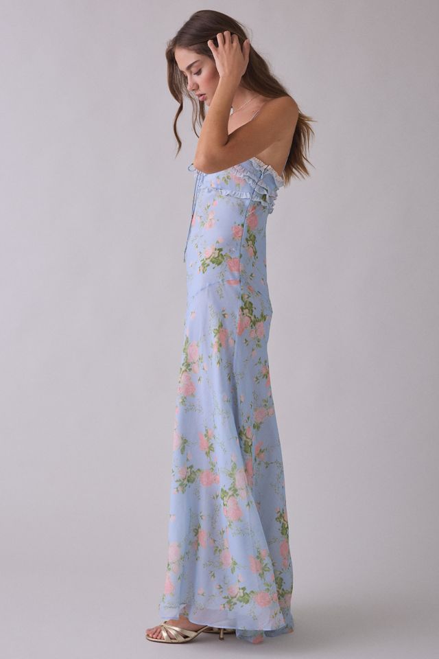 For Love & Lemons Natalie Bias Cut Chiffon Maxi Dress #2
