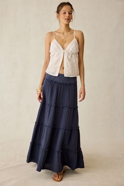 Kimchi Blue On My Mind Smocked Waist Tiered Maxi Skirt