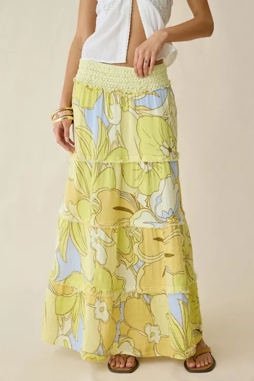Kimchi Blue On My Mind Smocked Waist Tiered Maxi Skirt