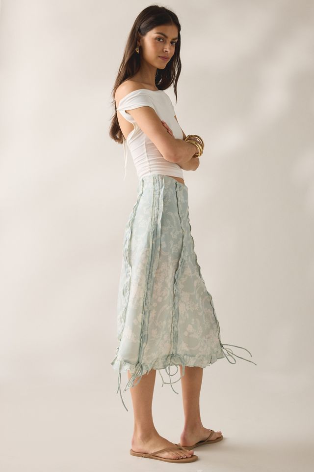 Muse Assembly Daisy Ruched Tie-Detail Midi Skirt #1