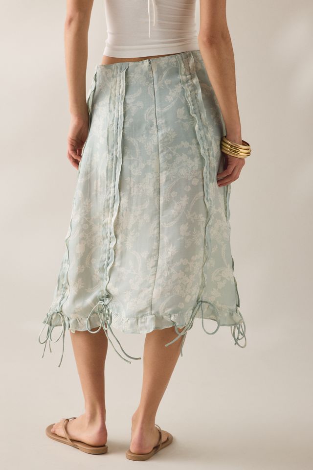 Muse Assembly Daisy Ruched Tie-Detail Midi Skirt #3