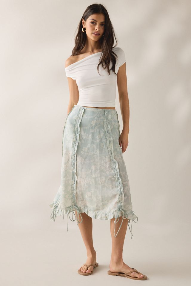 Muse Assembly Daisy Ruched Tie-Detail Midi Skirt #4