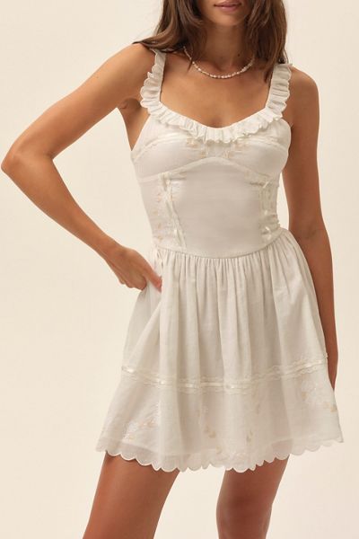 For Love & Lemons Marilyn Floral Embroidered Corset Mini Dress