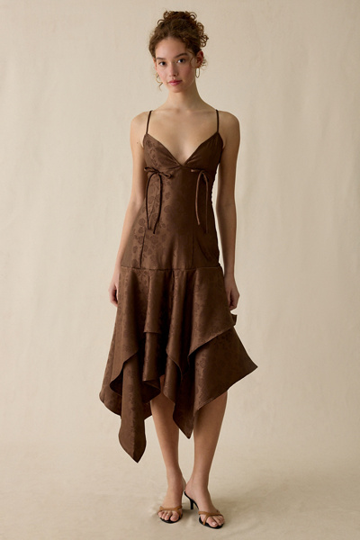 Muse Assembly Elise Asymmetric Hanky Hem Midi Dress | Urban Outfitters