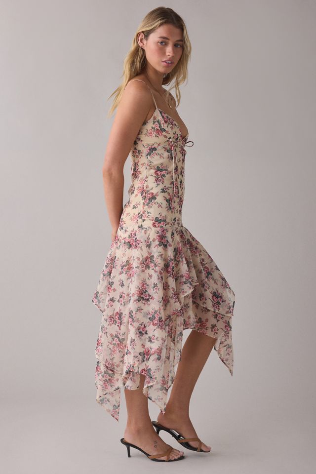 Muse Assembly Elise Asymmetric Hanky Hem Midi Dress #2