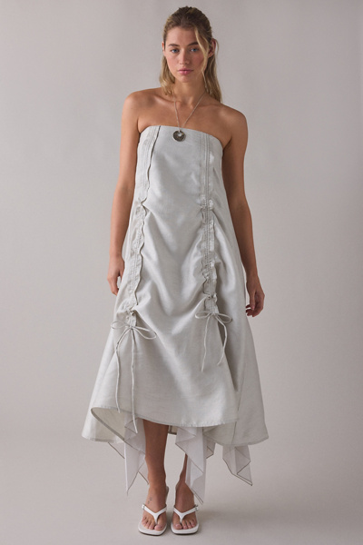 Muse Assembly Daisy Gathered Tie Strapless Midi Dress | Urban