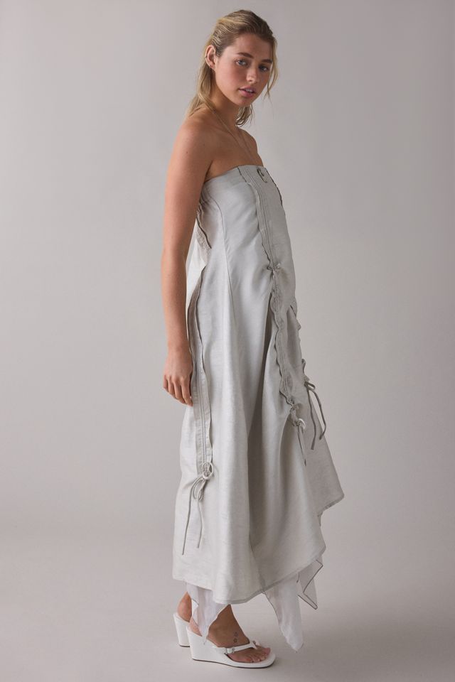 Robe midi sans bretelles à liens froncés à marguerites Muse Assembly #2