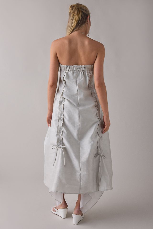 Robe midi sans bretelles à liens froncés à marguerites Muse Assembly #3