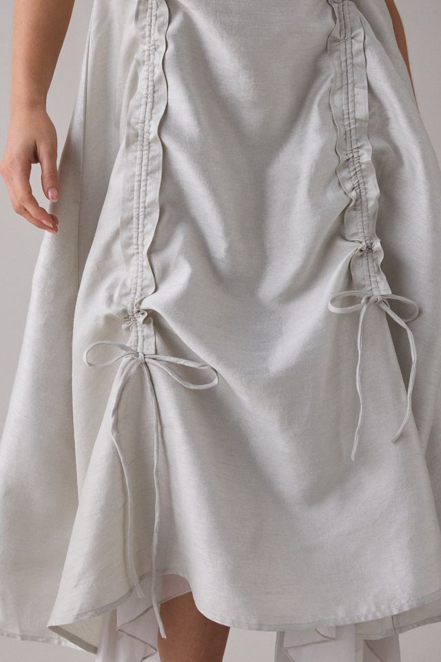 Robe midi sans bretelles à liens froncés à marguerites Muse Assembly #4
