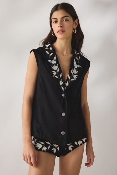 トップス louren cotton embroidery vest For Love & Lemons Weston Embroidered Faux Suede Vest | Urban