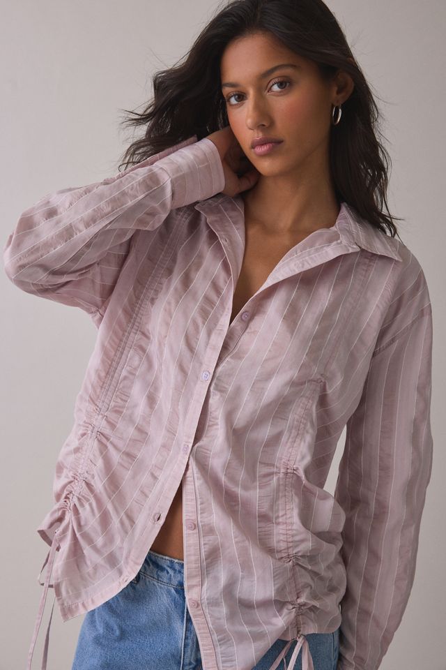 Muse Assembly Lia Ruched Button-Down Shirt #1