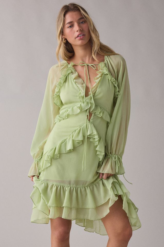 Muse Assembly Chloe Tiered Ruffle Long Sleeve Mini Dress #5