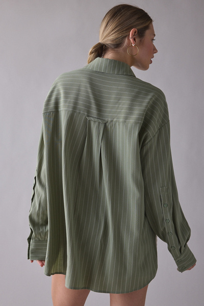 Ghospell Koa Striped Oversized Button-Down Shirt