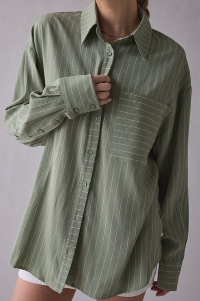 Ghospell Koa Striped Oversized Button-Down Shirt