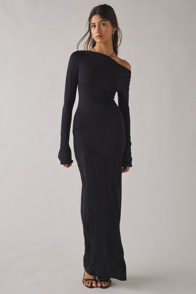 Campbell & Kramer X Remade By Uo Demeter Boatneck Maxi Dress In Black, Women's At Urban Outfitters