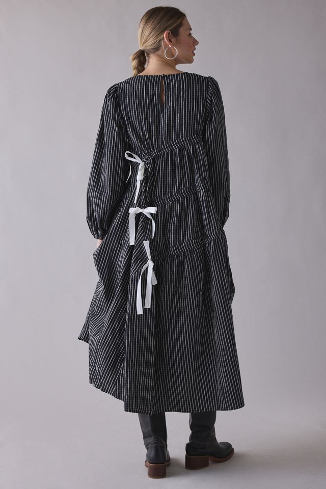 Robe midi à manches longues asymétrique à nœud avant Prisha de Ghospell #1