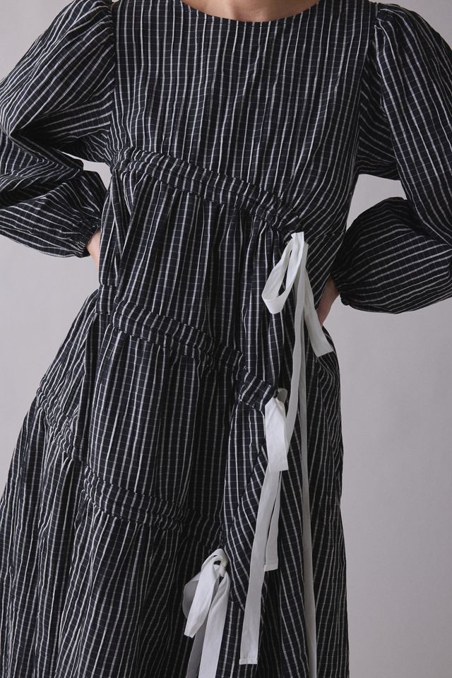 Robe midi à manches longues asymétrique à nœud avant Prisha de Ghospell #2