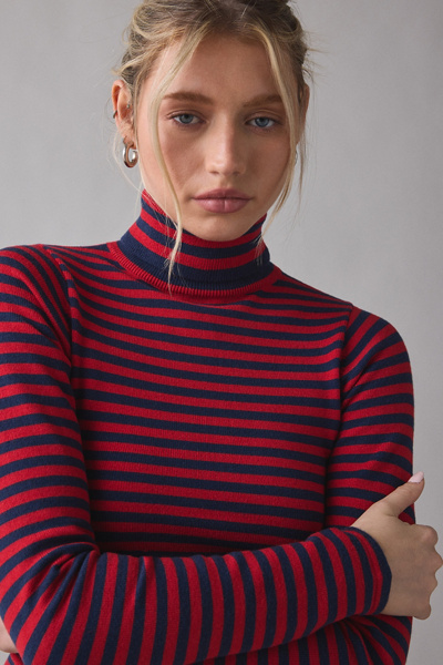 Frankies Bikinis Milo Sunday Stripe Turtleneck Sweater