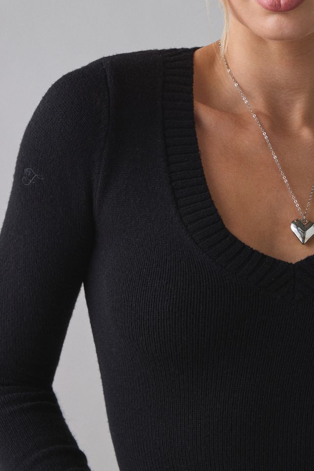 Frankies Bikinis Kit Cloud Knit V-Neck Cropped Sweater #1