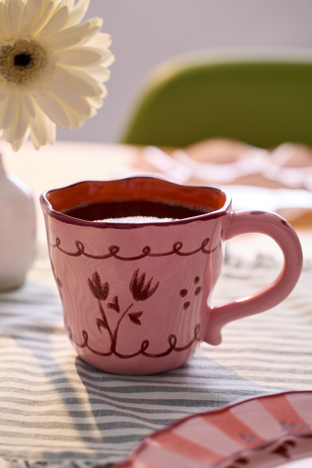 Floral Handmade Ceramic Mug - Pink, ONE SIZE