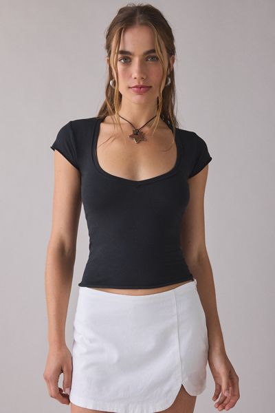 T-shirt à col en V en coton de compression Out From Under