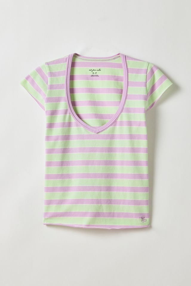 T-shirt à col en V en coton de compression Out From Under #5