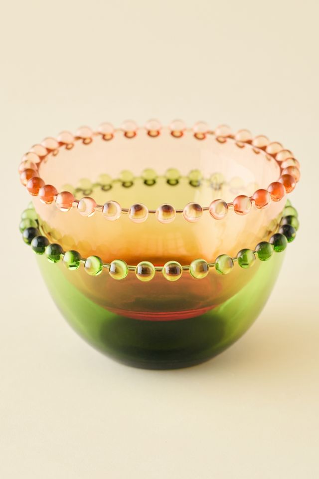 Beaded Edge Tinted Glass Cereal Bowl #2