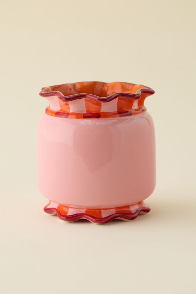 Wavy Striped Ceramic Utensil Holder #1