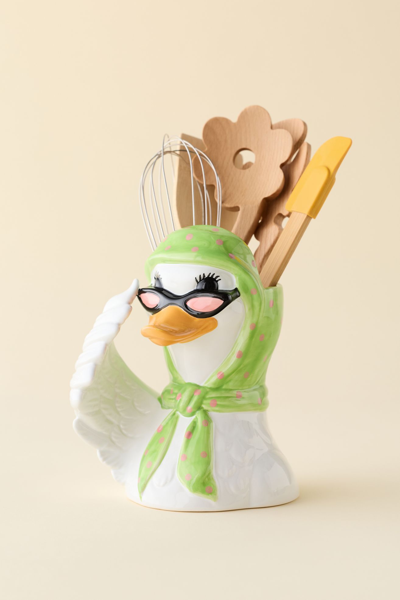 Goose Ceramic Utensil Holder - White, ONE SIZE
