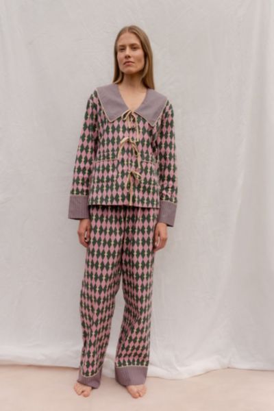 Tbco Cotton Harlequin Pajama Set Top In Pink Harlequin, Women's At Urban Outfitters