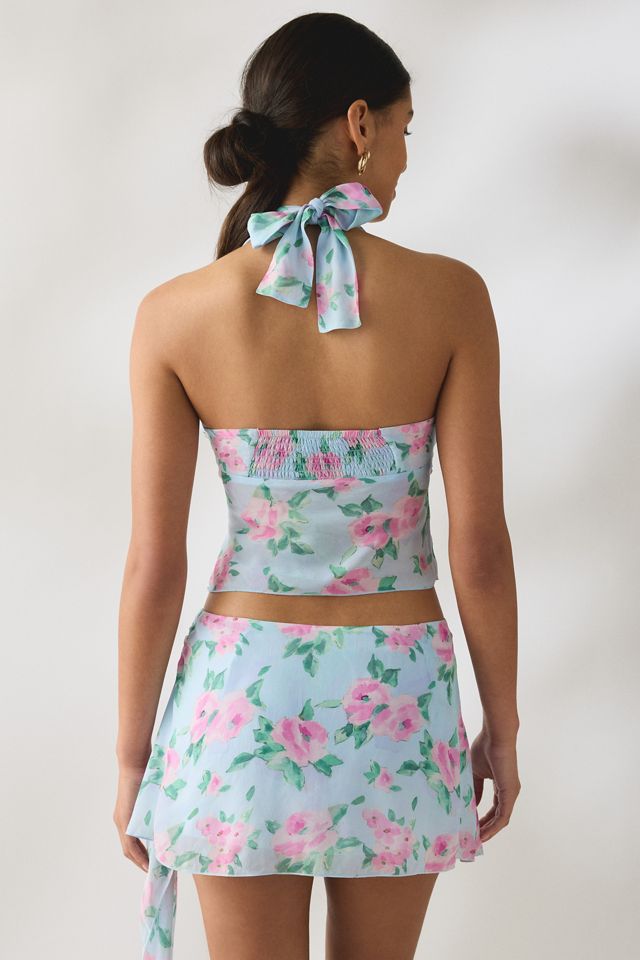 Frankies Bikinis Maribel Watercolor Floral Halter Top #1