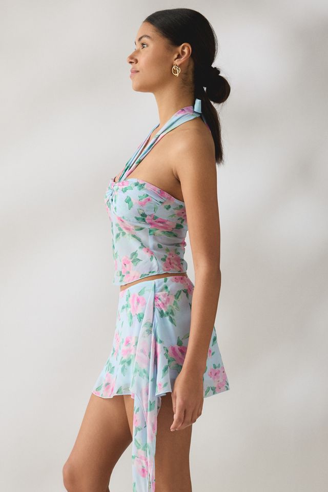 Frankies Bikinis Maribel Watercolor Floral Halter Top #4