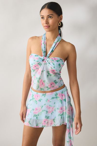 Frankies Bikinis Maribel Watercolor Floral Halter Top