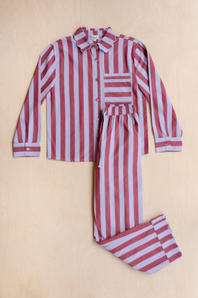 TBCo Striped Cotton Collared Pajama Set #1