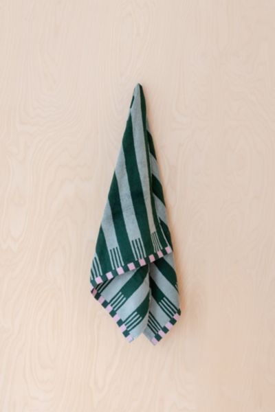 Tbco Terry Cotton Bath Towel In Green Stripe At Urban Outfitters In Green