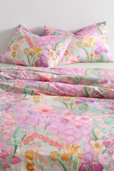 Housse de couette en percale de coton à motif floral Halcyon