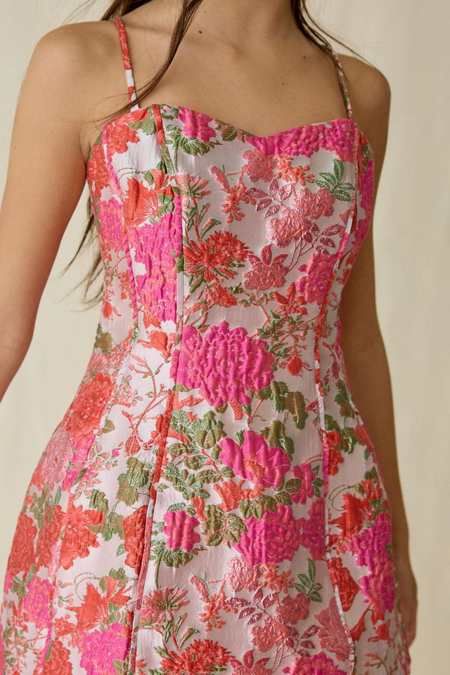 Elliatt Floralie Brocade Fit-And-Flare Mini Dress | Urban Outfitters