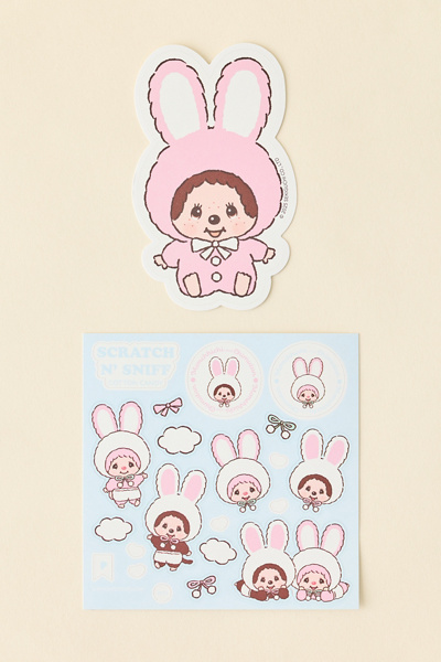 PIPSTICKS Monchhichi Cotton Candy Scratch 'N Sniff Scented Sticker Set