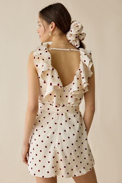 Maude Club Sonia Ruffle Polka Dot Mini Dress