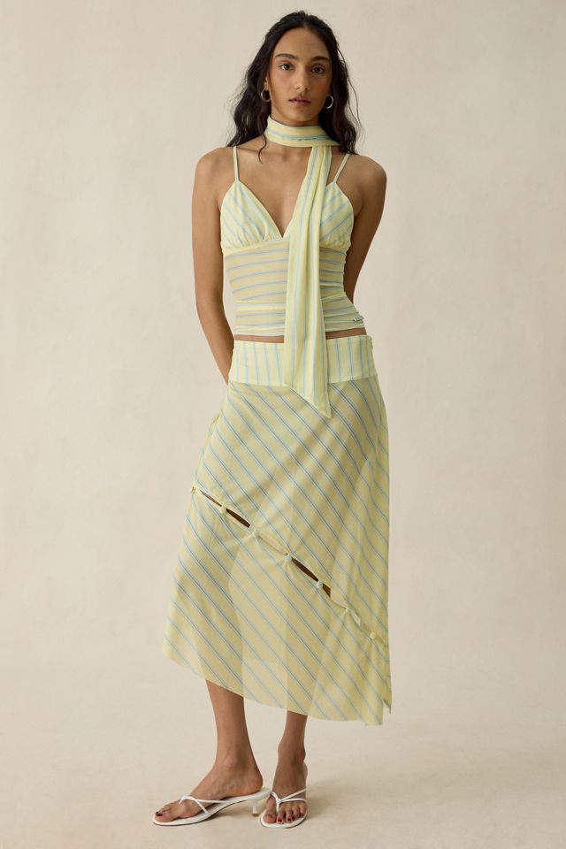 Camisole rayée en maille transparente avec détail foulard House Of Sunny #1