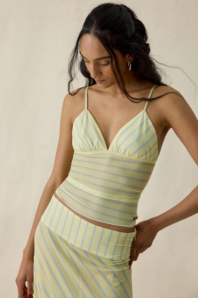 House Of Sunny Striped Sheer Mesh Scarf Detail Cami Top