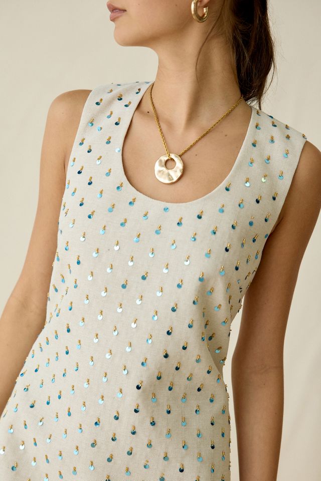 sachin and babi light blue dress Maude Club Taylor Matelasse Dress in Natural
