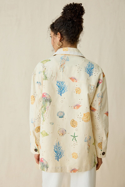 Maude Club Hayes Printed Eyelet Cotton Chore Jacket